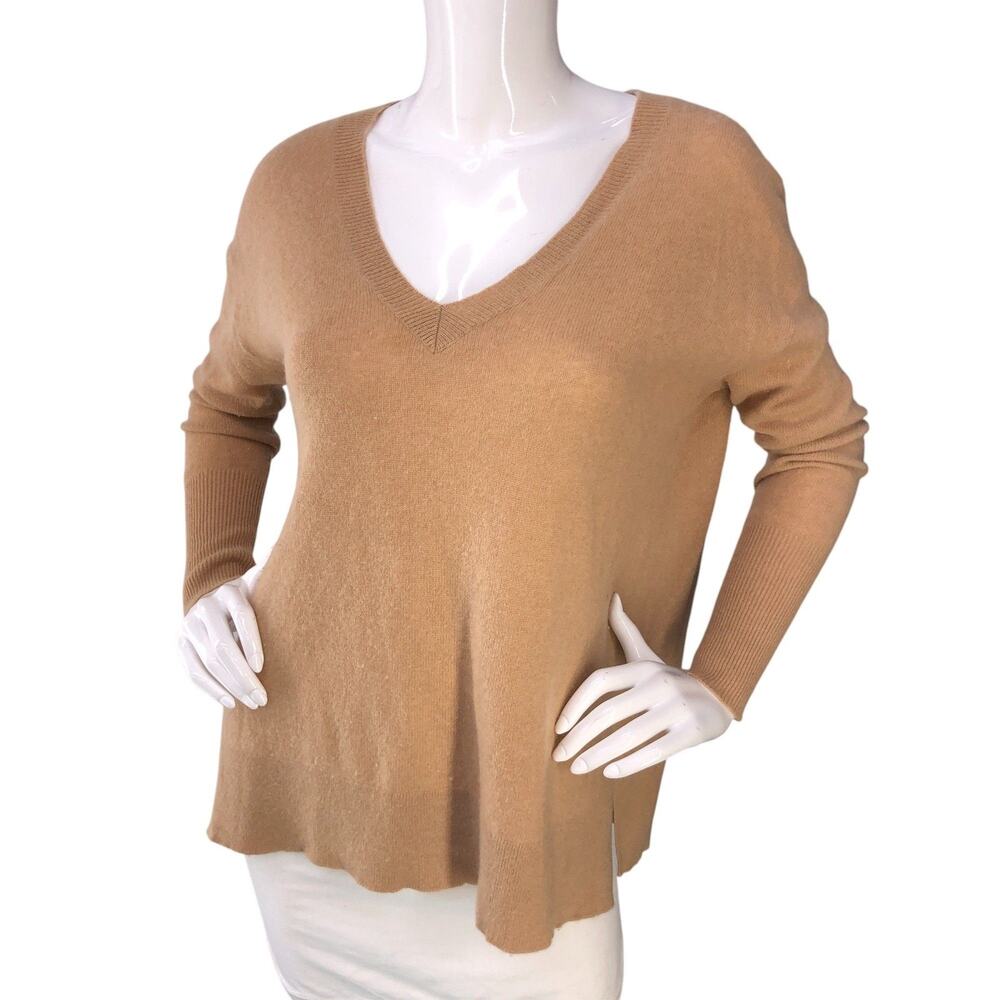 Halogen Sweater Womens S 100% Cashmere Camel V-Neck Long Sleeve